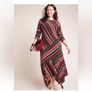 Anthropologies MAEVE Parkside Handkerchief Earthen Tone Midi Dress 1X NWT